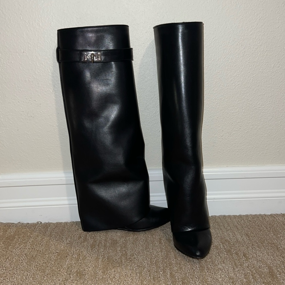 Givenchy tall leather shark boot